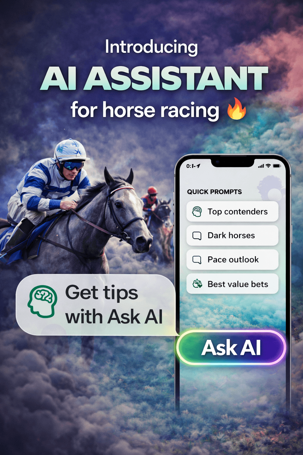 Ask AI horse racing assistant chat screen